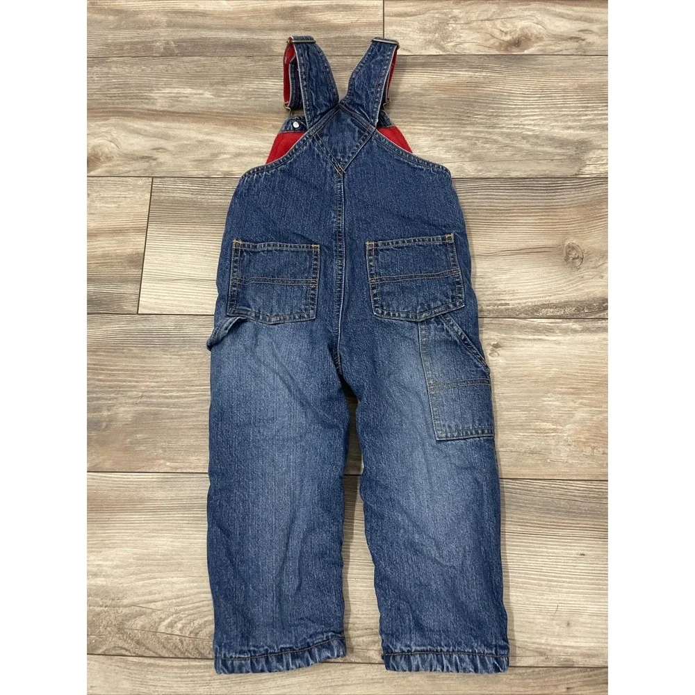 OLD NAVY BABY BIB OVERALLS SIZE 2T MOS DENIM JEANS‎ FLEECE LINED